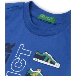 United Colors of Benetton Boys Cobalt Blue Printed T-Shirt image 3