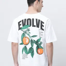 Kryptic White Relaxed Fit Printed Oversized Crew T-Shirt image 2