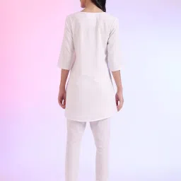 Aurelia White Cotton Blend Embroidered Kurti image 2