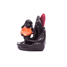 eCraftIndia Meditating Monk Buddha Smoke Fountain with 10 Backflow Cone Decorative Incense Holder image 5