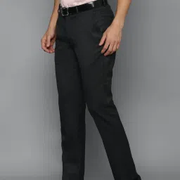 Louis Philippe Black Slim Fit Flat Front Trousers image 3