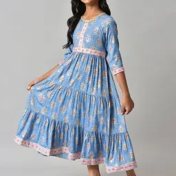 Aurelia Kids Blue Floral Print Dress image 1