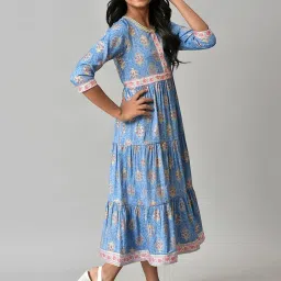 Aurelia Kids Blue Floral Print Dress image 4