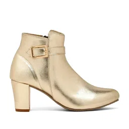 Flat N Heels Women's Gold Casual Booties image 2