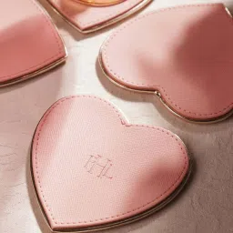 Pure Home and Living Pink Faux Leather Heart Shaped Coasters - Set of 4 image 2