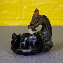 ecraftindia Dragon Smoke Backflow Cone Incense Holder Showpiece with 10 free Smoke Backflow Cone Incenses image 1