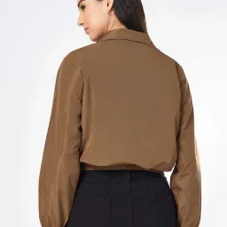 People by Pantaloons Brown Plain Jacket image 2