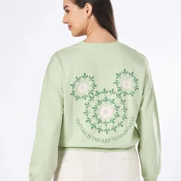 Honey by Pantaloons Green Cotton Printed Sweatshirt image 2