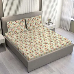 Layers Basicx Brown Cotton 120 TC King Bedsheet with 2 Pillow Covers image 2