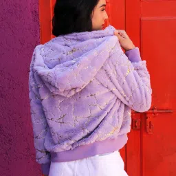 Campus Sutra Lilac Printed Jacket image 2