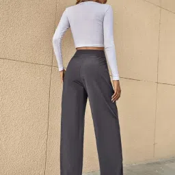 Kotty Grey Cotton Plain Trousers image 2