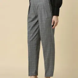 Allen Solly Grey Chequered Formal Pants image 3
