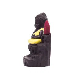 ecraftindia Meditating Monk Buddha Decorative Showpiece with 10 free Smoke Backflow Scented Cone Incenses image 5