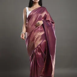 Saree Mall Purple Woven Saree With Unstitched Blouse-image-55