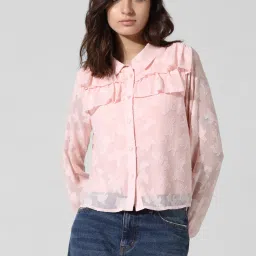 Only Peach Self Design Shirt image 2