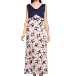 PATRORNA Cream Floral Print Nighty-picture-15