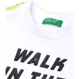 United Colors of Benetton Kids White Graphic Print T-Shirt image 3