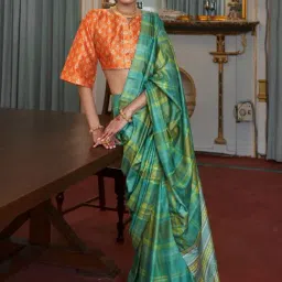 Saree Mall Green Woven Saree With Unstitched Blouse-picture-21