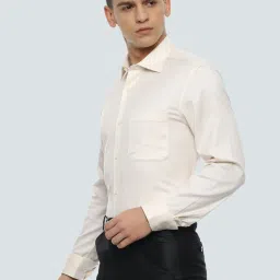 Louis Philippe Permapress Beige Cotton Regular Fit Shirts image 3