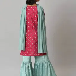 Aurelia Kids Pink & Blue Embroidered Kurta Set image 2
