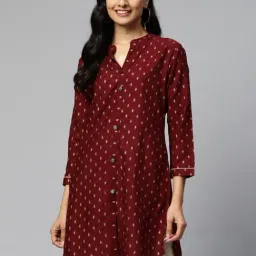 HIGHLIGHT FASHION EXPORT Maroon Printed Straight Kurti-image-92