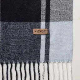 Mafadeny Blue Regular Fit Chequered Stole image 4