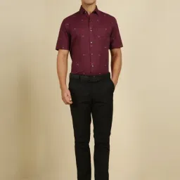 Allen Solly Maroon Cotton Slim Fit Printed Shirt image 5