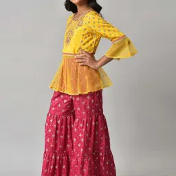 Aurelia Kids Yellow & Pink Printed Top Set image 3