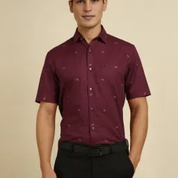 Allen Solly Maroon Cotton Slim Fit Printed Shirt-picture-21