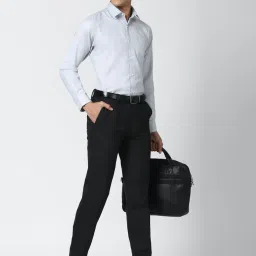 Peter England Grey Slim Fit Self Pattern Shirts image 5