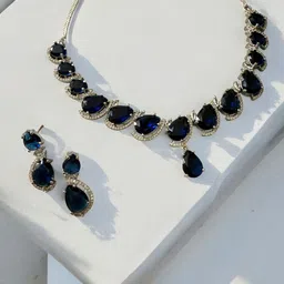 Anouk Rhodium-Plated Cubic Zirconia Studded Jewellery Set-image-6