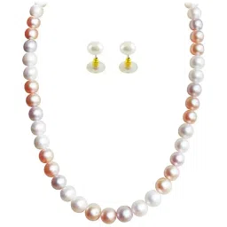 Sri Jagdamba Pearls Golden Necklace & Earring Set image 1