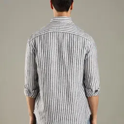 Tommy Hilfiger Grey Linen Regular Fit Striped Shirt image 2