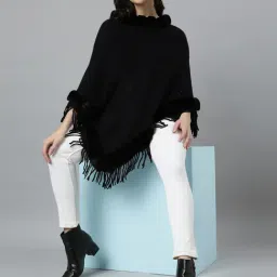SHOWOFF Black Regular Fit Poncho-image-79