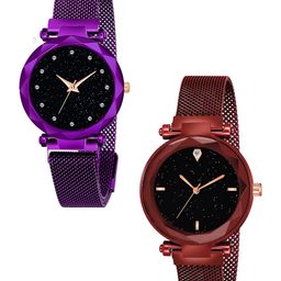 CSAMON Women Set Of 2 Bracelet Style Straps Analogue Watch GR_379_Purple_12_Red_4_figar-picture-37