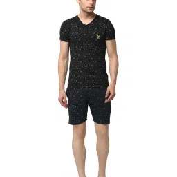 Vimal Jonney Navy & Black Printed T-Shirt & Shorts image 1