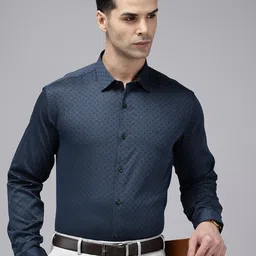 Van Heusen Men Slim Fit Floral Self Design Pure Cotton Formal Shirt-picture-26