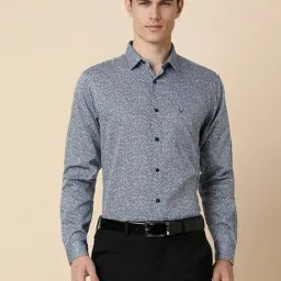 allen solly Men Grey Slim Fit Print Full Sleeves Formal Shirts-picture-10