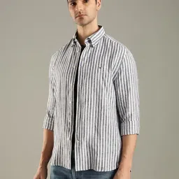 Tommy Hilfiger Grey Linen Regular Fit Striped Shirt image 3