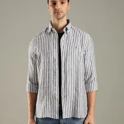 Tommy Hilfiger Grey Linen Regular Fit Striped Shirt image 1