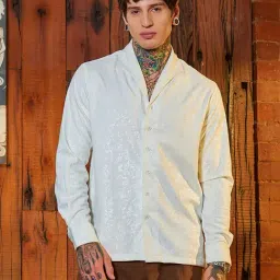 Campus Sutra White Suede Regular Fit Self Design Shirt-picture-46