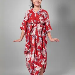 Tura Turi Floral Print Bell Sleeve Kaftan Midi Dress-image-28