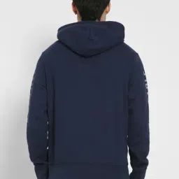American Eagle Navy Cotton Regular Fit Printed Hooded Sweatshirt image 2