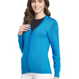 MOCA by Monte Carlo Blue V Neck Cardigan image 3