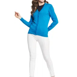 MOCA by Monte Carlo Blue V Neck Cardigan image 5