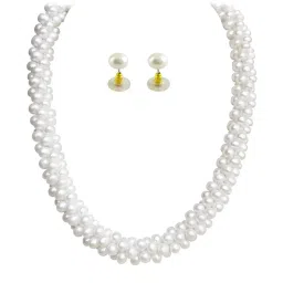 Sri Jagdamba Pearls Golden Necklace & Earring Set image 1