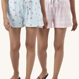 Dreamz by Pantaloons Blue Pink Cotton Graphic Print Shorts-picture-19