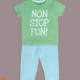MINIKLUB Kids Green & Blue Printed Top with Pants-image-57