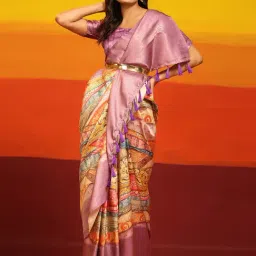 Silk Land Multicolor Silk Printed Saree With Blouse-image-7