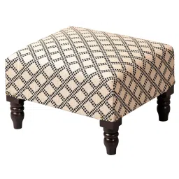 Nestroots Printed Beige Cotton Canvas 4 Leg Chowki - Set of 2 image 4